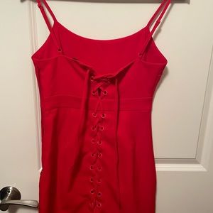 NBD Lace Up Mini Dress, Red, XS